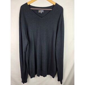 Wallin & Bros Mens Sweater Size XXL Navy Blue Cashmere Blend V-Neck Knit Top